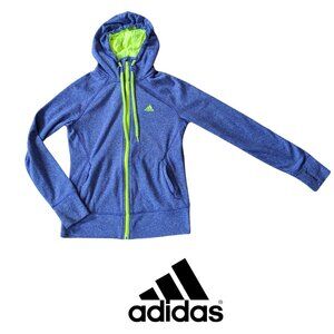 ADIDAS Women Hoodie Climawarm Purple and Acid Green Size S Preloved